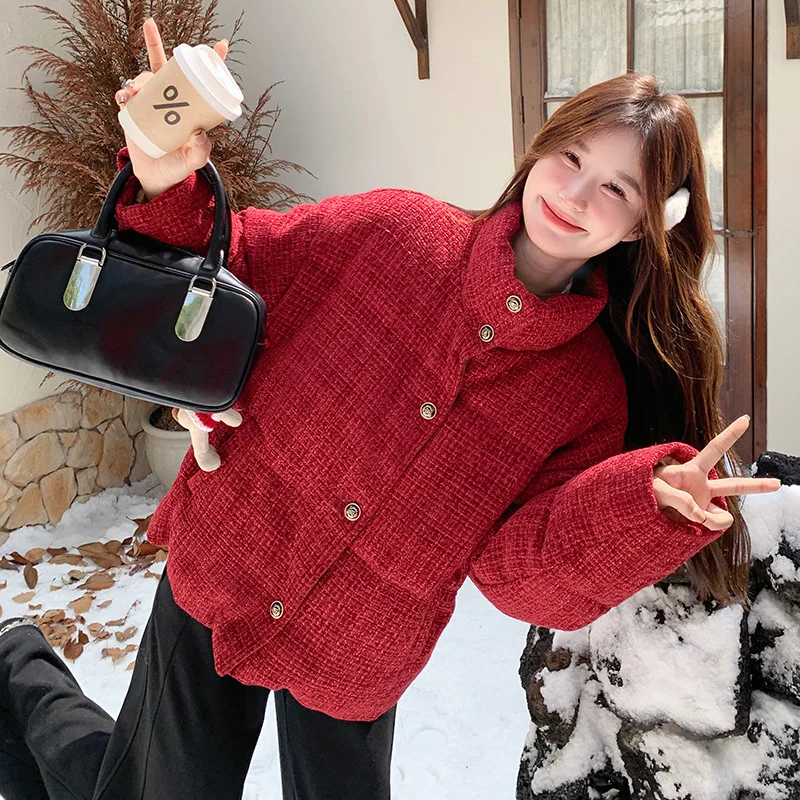90 white duck down small fragrant style down jacket women short style 2025 winter new Korean version loose  bread jacket