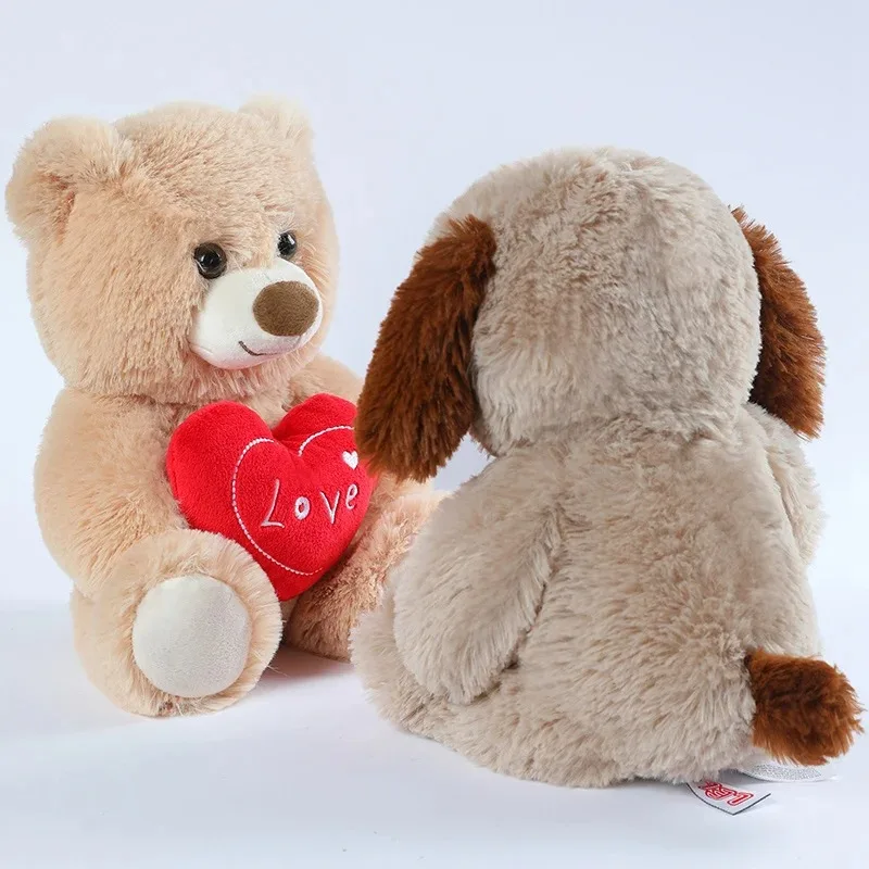 25 cm simpatico cuore orso cane giocattoli di peluche cuore rosso stampa amore animale creativo bambola di pezza per gli amanti regali di San Valentino