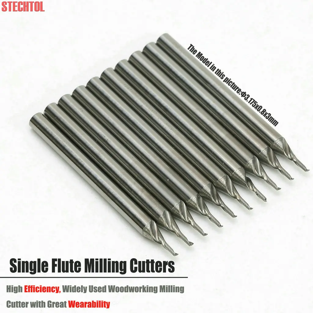0.8-2.5mm Shank-3.175mm Simple Flûte Fraise En Bout Gravure Cutter Micro Carbure CNC Outil Spirale CNC Routeur Bit pour la Coupe Acrylique