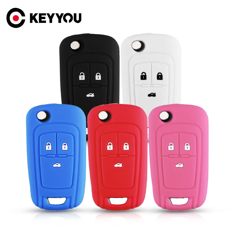 KEYYOU 3 Buttons Silicone Car Key Cover Case For Chevrolet Cruze Buick Opel Astra Corsa Antara Zafira Meriva Insignia Key Holder