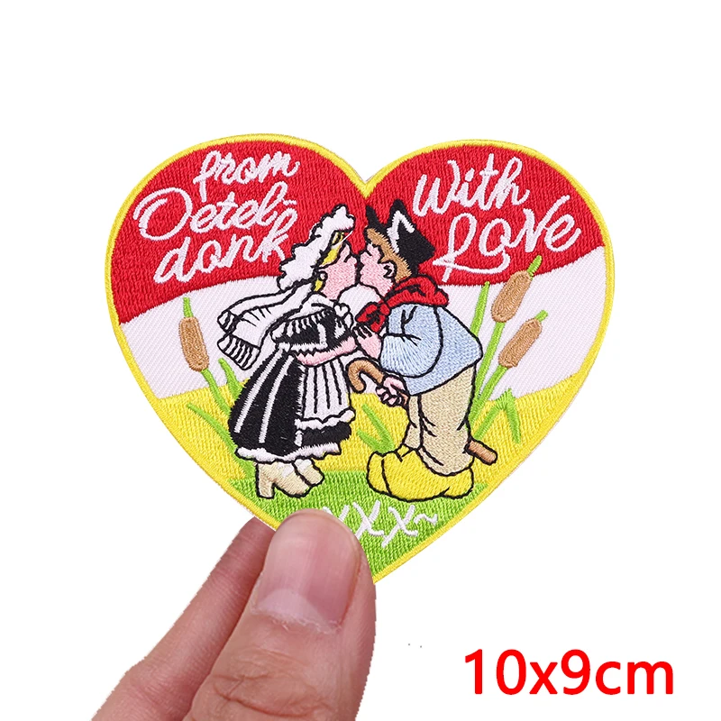 NIEUWE Oeteldonk embleem borduurpatches voor kleding naai applique DIY vijfpuntige ster liefde hart opstrijkbare patches voor kleding