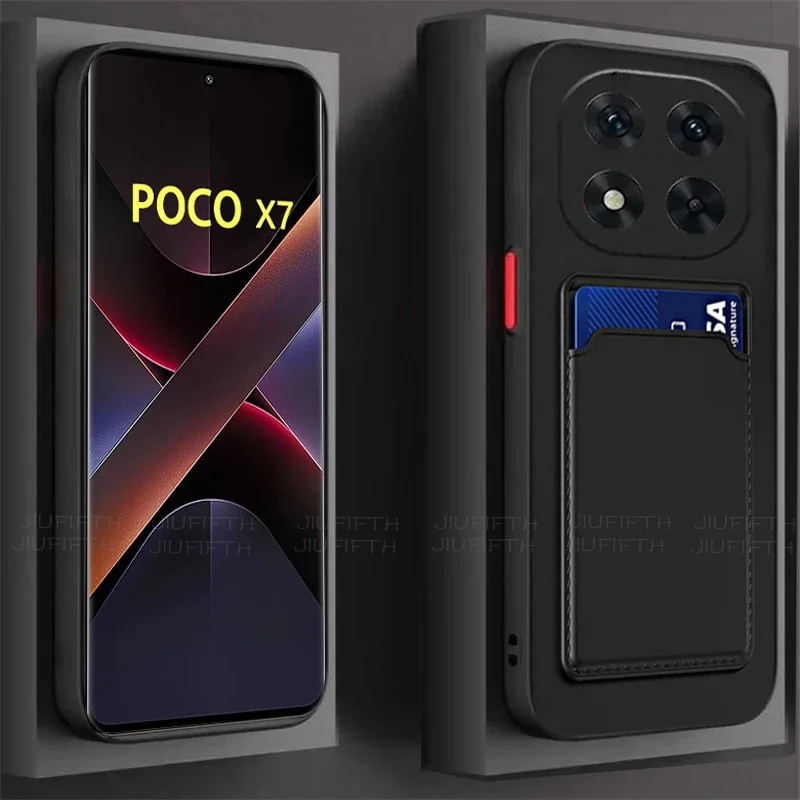 

Silicone card slot phone case for Xiaomi Poco X7 X 7 X6 X5 X4 X3 Pro 5G NFC GT soft wallet holder little F6 M6 M4 pro back cover