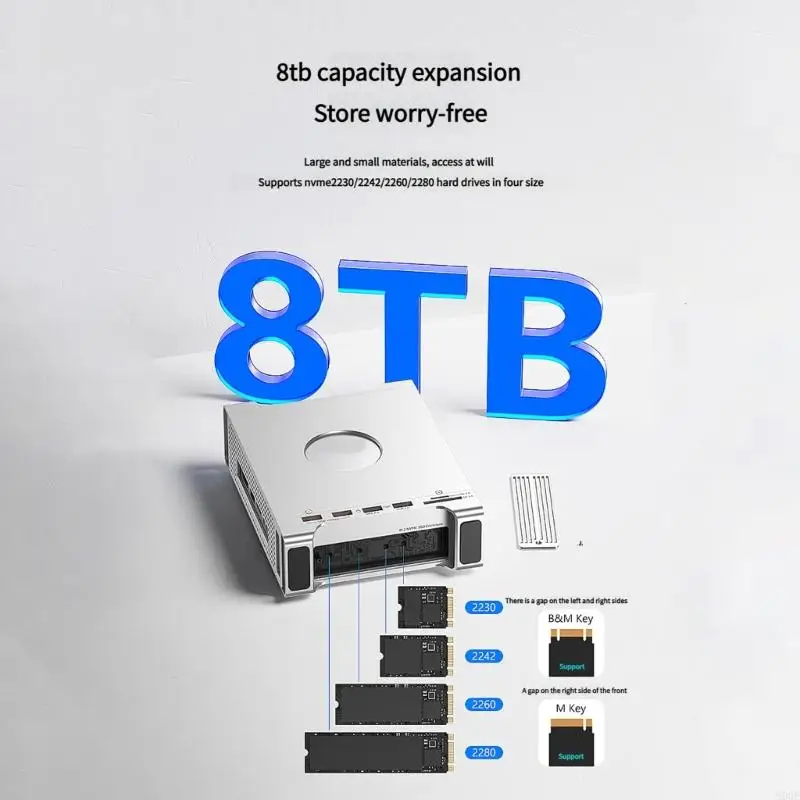 

900F Aluminum Vertical Stand Dock For Mini Computer NVMe Solid Disk Enclosure USB4