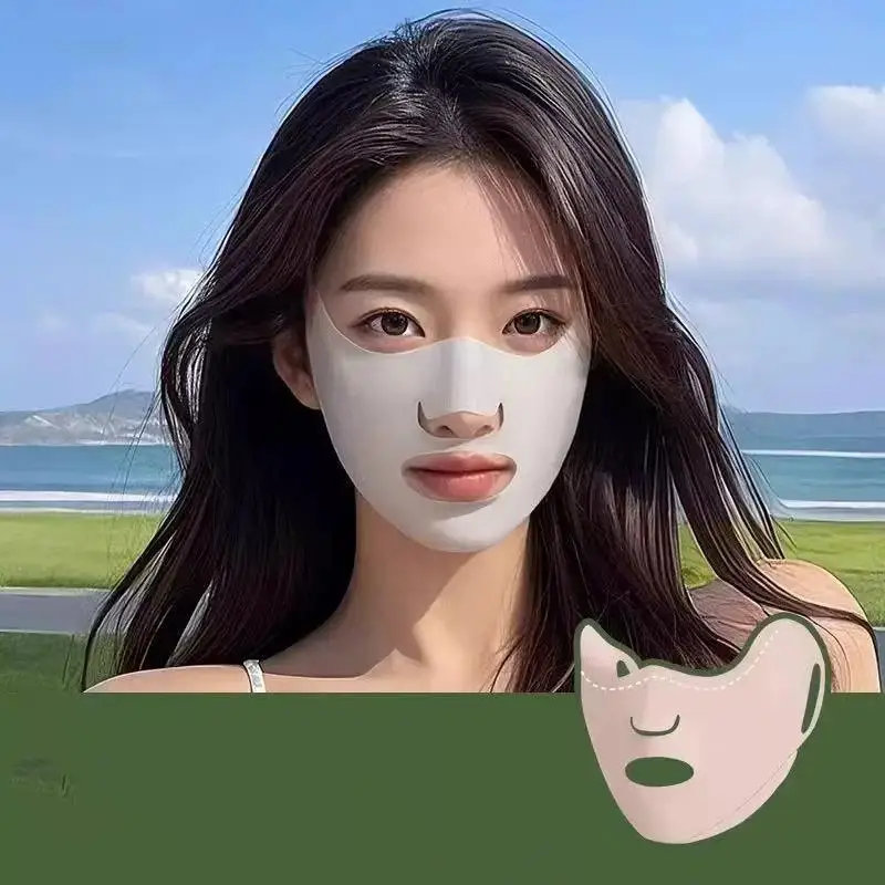 Washable Breathable Ice Silk Face Mask Anti-UV Cooling Sunscreen Cover for Riding Running Outdoor Exercise
