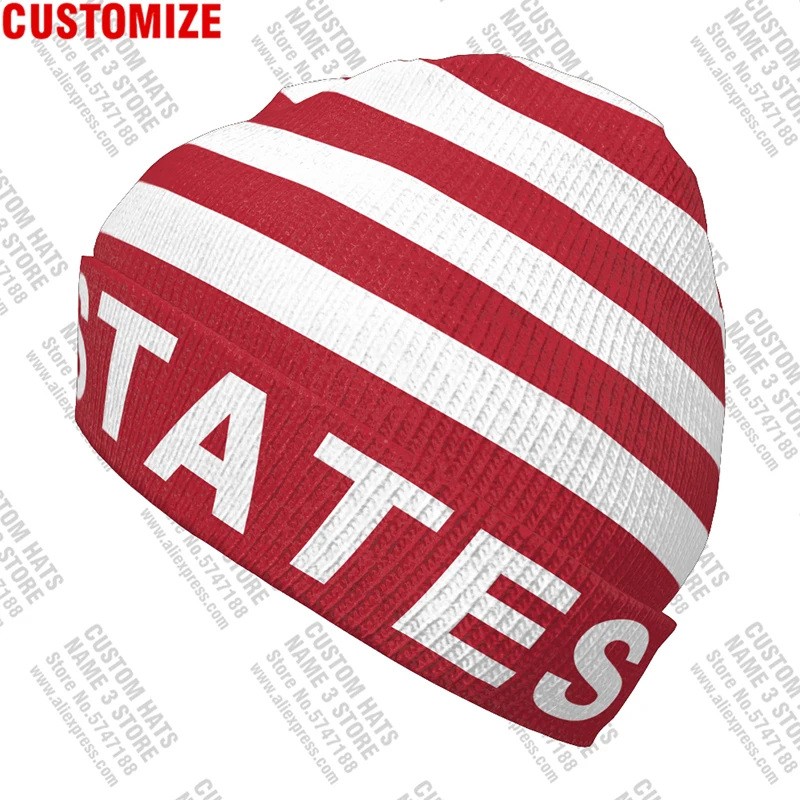 America Knitted Hat Free Custom Winter Cold Pullover American Usa Flag Nation United States Star Keep Warm Cap Us Hip Hop Beanie