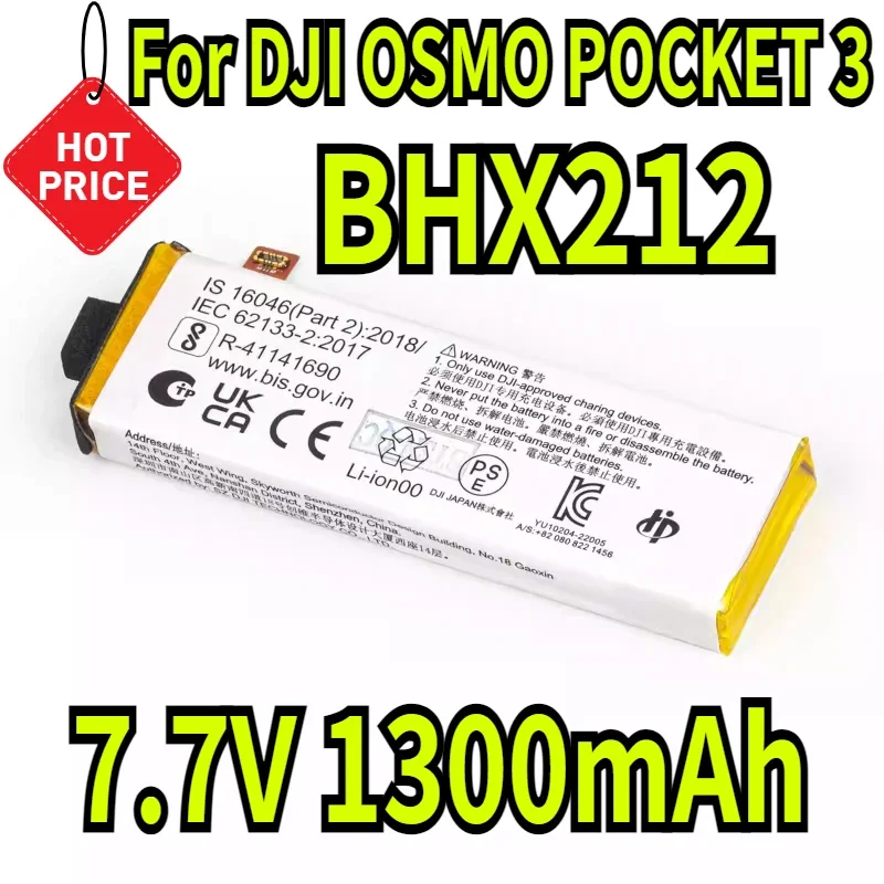 

1300mAh for DJI OSMO POCKET 3 BHX212-1300-7.7 Action Camera Battery