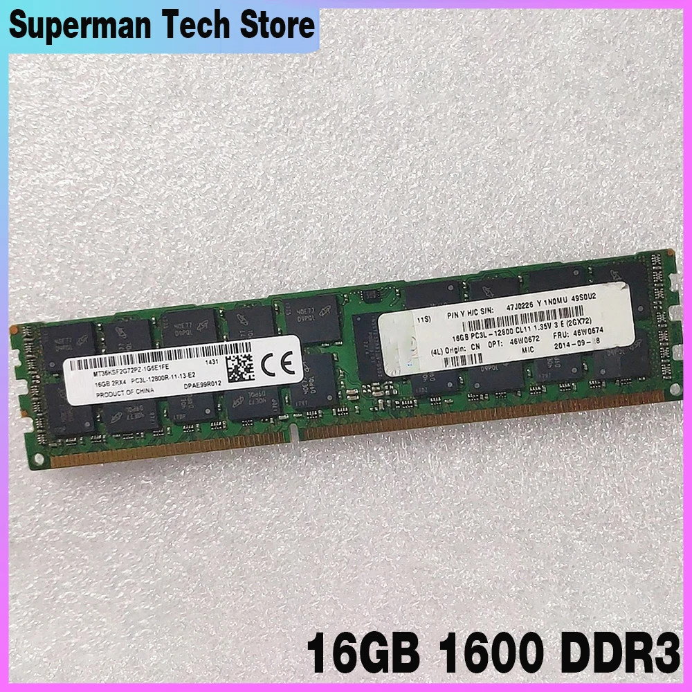 

1pcs For IBM Server Memory X3650 M3/4 X3755 M3 X3850 X3950 X3550 M2/3/4 46W0672 46W0674 46W0671 49Y1565 ECCREG 16GB 1600 DDR3