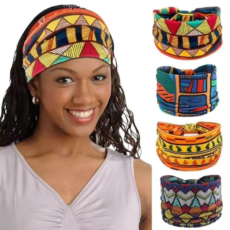 Afrikanisches Tribal-Print-Stirnband aus weichem Stoff, dehnbar, für Yoga, Workout, Laufen, Haarband für Frauen – Detail 6