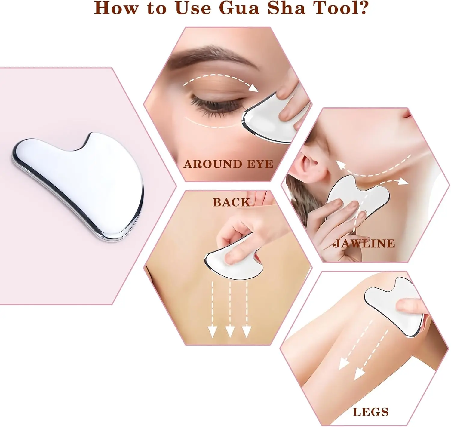 304 مجموعة الأسطوانة غير القابل للصدأ للوجه والرقبة والعين أداة تدليك الوجه الرعاية الصحية كشط مجلس العضلات أدوات العناية بالبشرة الجمال