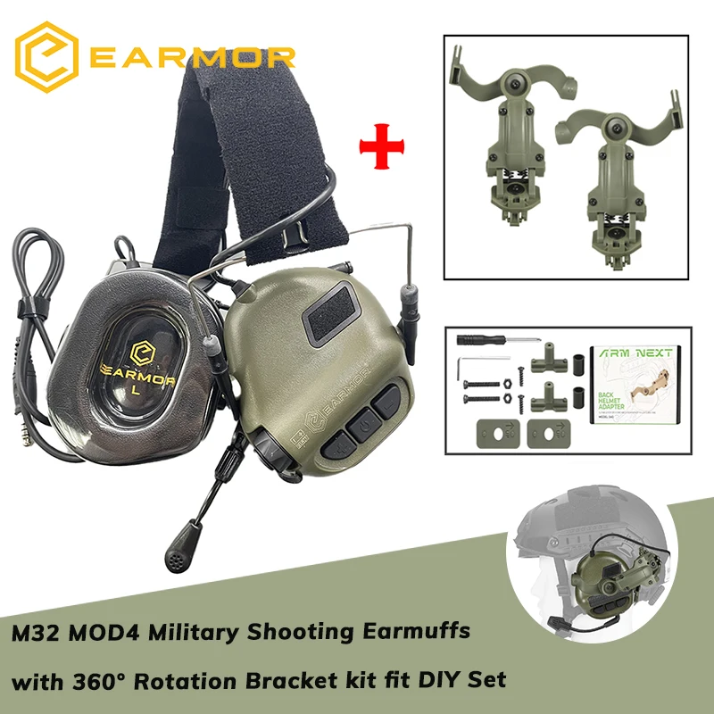 

EARMOR M32 MOD4 Military Shooting Earmouff with 360° Rotation Bracket kit fit for FAST Helmet Wendy M-LOK ARC Helmet DIY Set