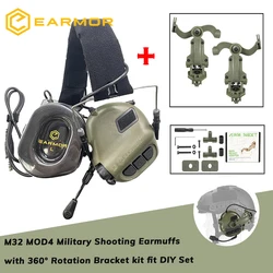 EARMOR M32 MOD4 Military Shooting Earmouff with 360° Rotation Bracket kit fit for FAST Helmet Wendy M-LOK ARC Helmet DIY Set