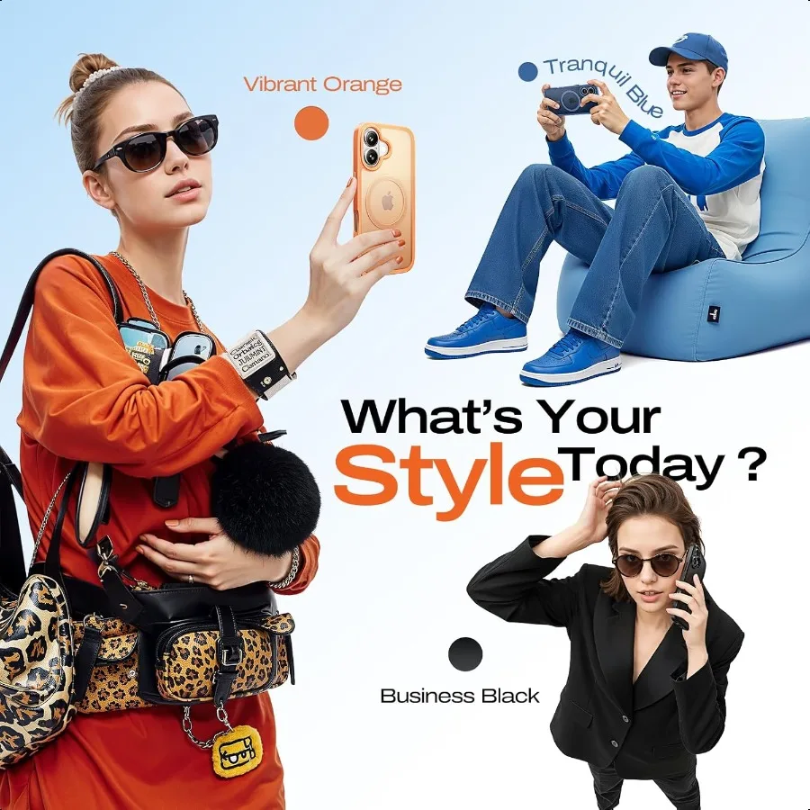 3Pack Magnetic Shockproof for iPhone 17 Case Slim [Fit for MagSafe][Military Grade Drop Protection] Translucent Matte Phone Cas