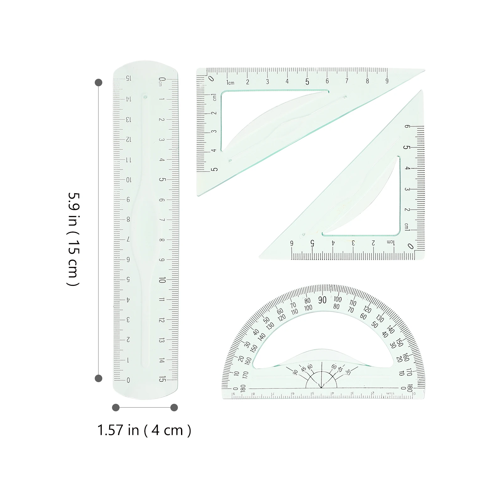 Juego de reglas de dibujo para estudiantes, transportador multifunción, regla de medida de ingeniería, regla recta escolar, papelería Triangular, 1 Juego