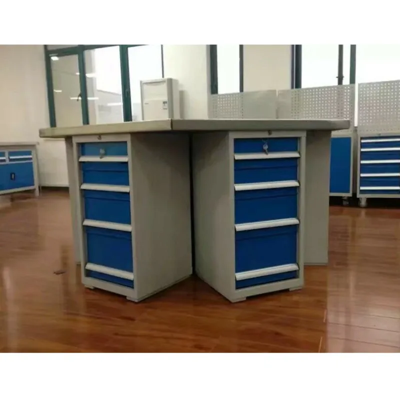 Beech hexagonal school experimental workbench, workshop heavy hexagonal fitter workbench