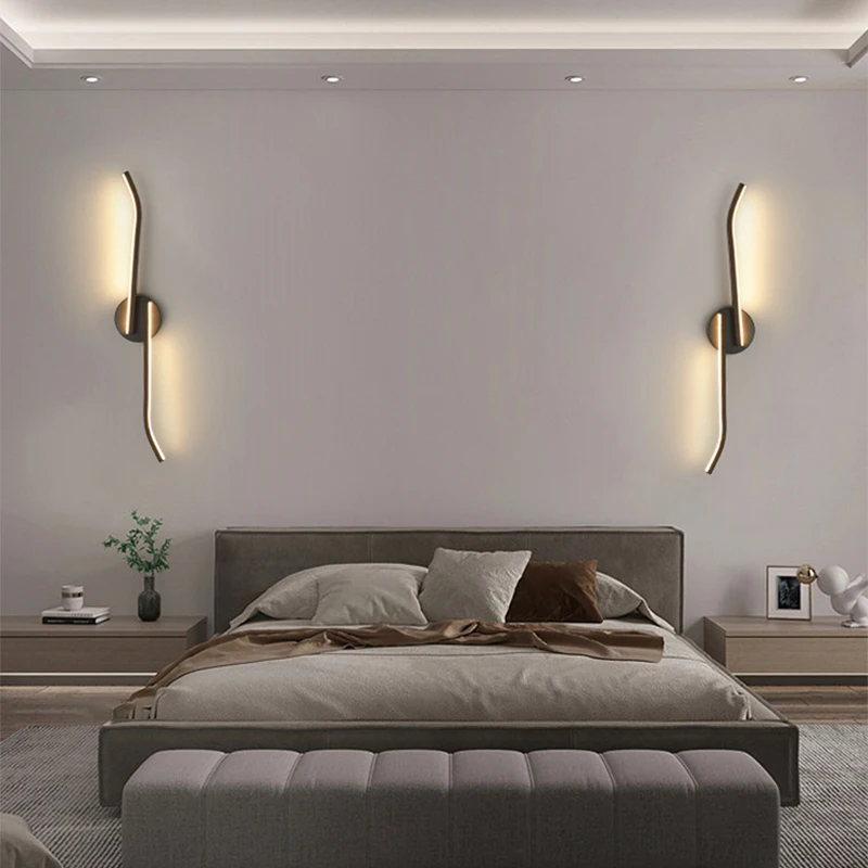 Modern Bedside Lamp Led Interior Wall Light Living Room Bedroom Study Background Wall Lamp Room Home Decorations Light  Fixtures