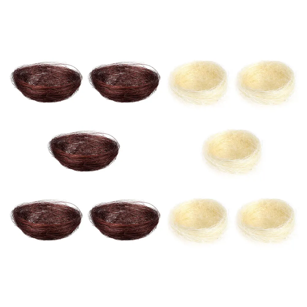 

10pcs Artificial Bird Nests Faux Ornament Handmade Cold Dish Garnish Garden Party Craft Decor Mini Bird Nest Props For