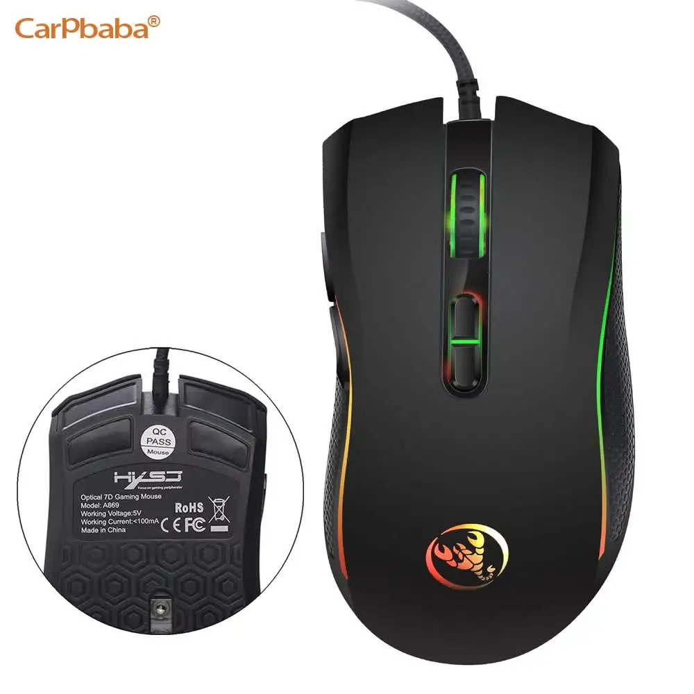 Macro Programming RGB 3200DPI Luminous Game Mouse Electric Race Cable Mouse 6 dpi File Adjustable Gaming Mouse