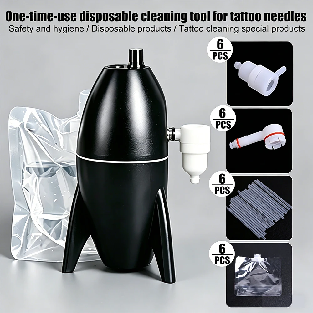 Professional Rocket Tattoo Needle Washer Kit Automatic Induction Cleaner Sterile Disposable Cleaning Accessories Tattoo Artists