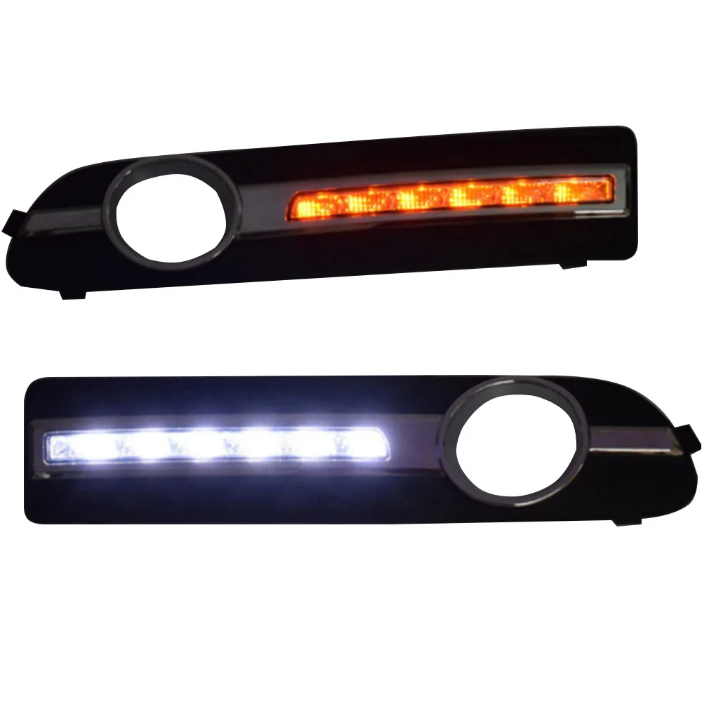 For Volvo S80L Fog Lamp With Yellow Turn Signal LED Daytime Driving Running Light 2006 to 2015 2pcs