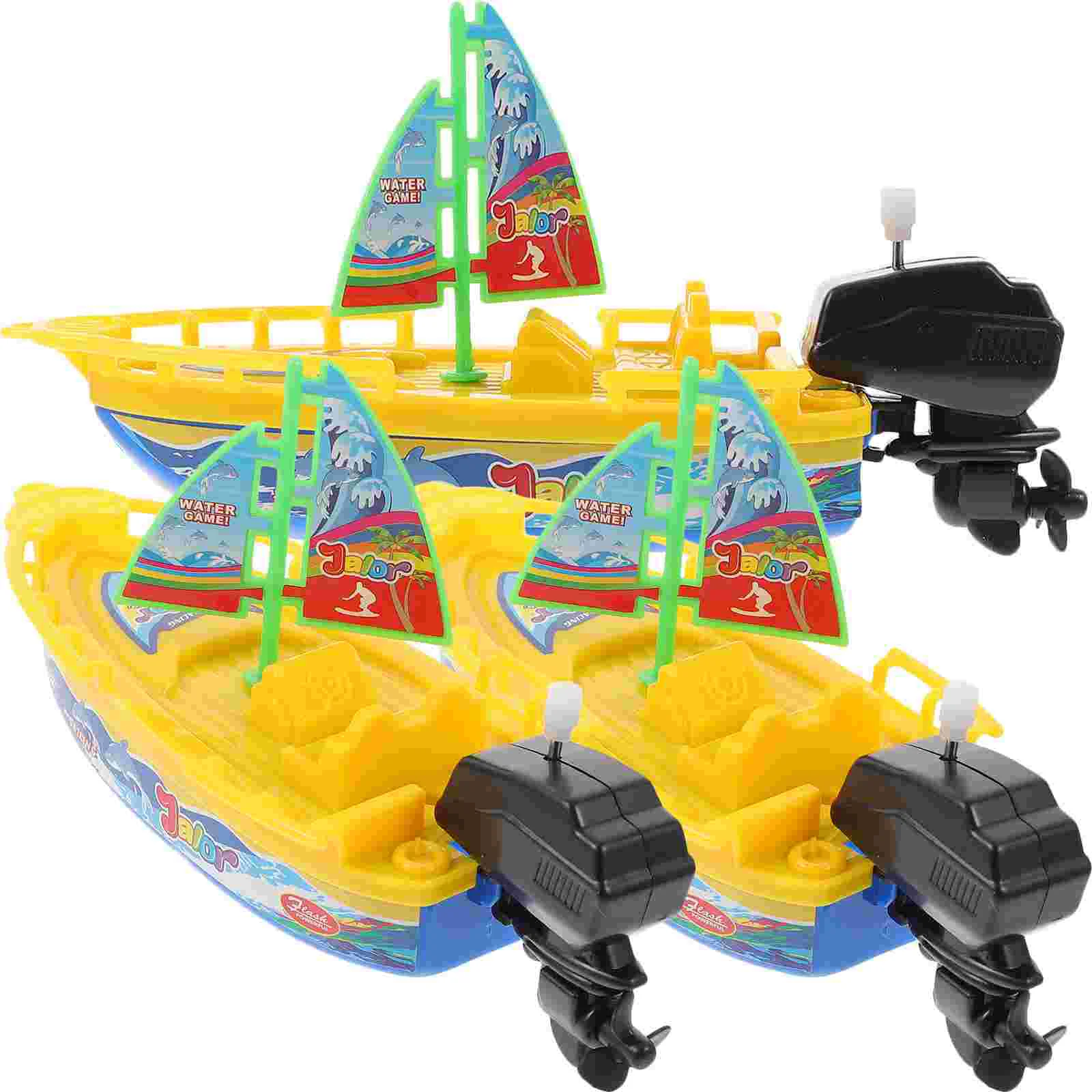 

3 Pcs Clockwork Boat Toy Wind up Bath Infant Bathtub Mini Adorable Plastic Floating Pool Windup Child Pools for Kids