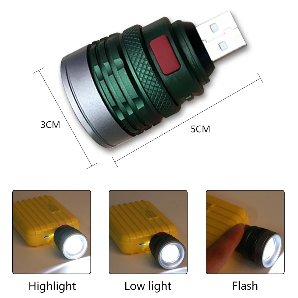 USB Handy Powerful LED Flashlight Portable Mini Zoomable 3 Modes Pocket Torch Lamp Lanterna Lighing For Hunting Camping Riding