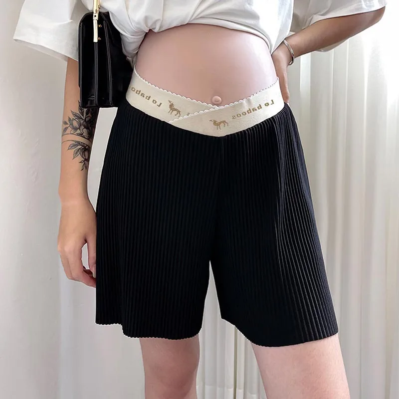 

2024 Maternity Summer Shorts Thin Cool Fashion Pregnant Woman Loose Casual Sports Trousers Low Waist Pregnancy Short Dobby Pants