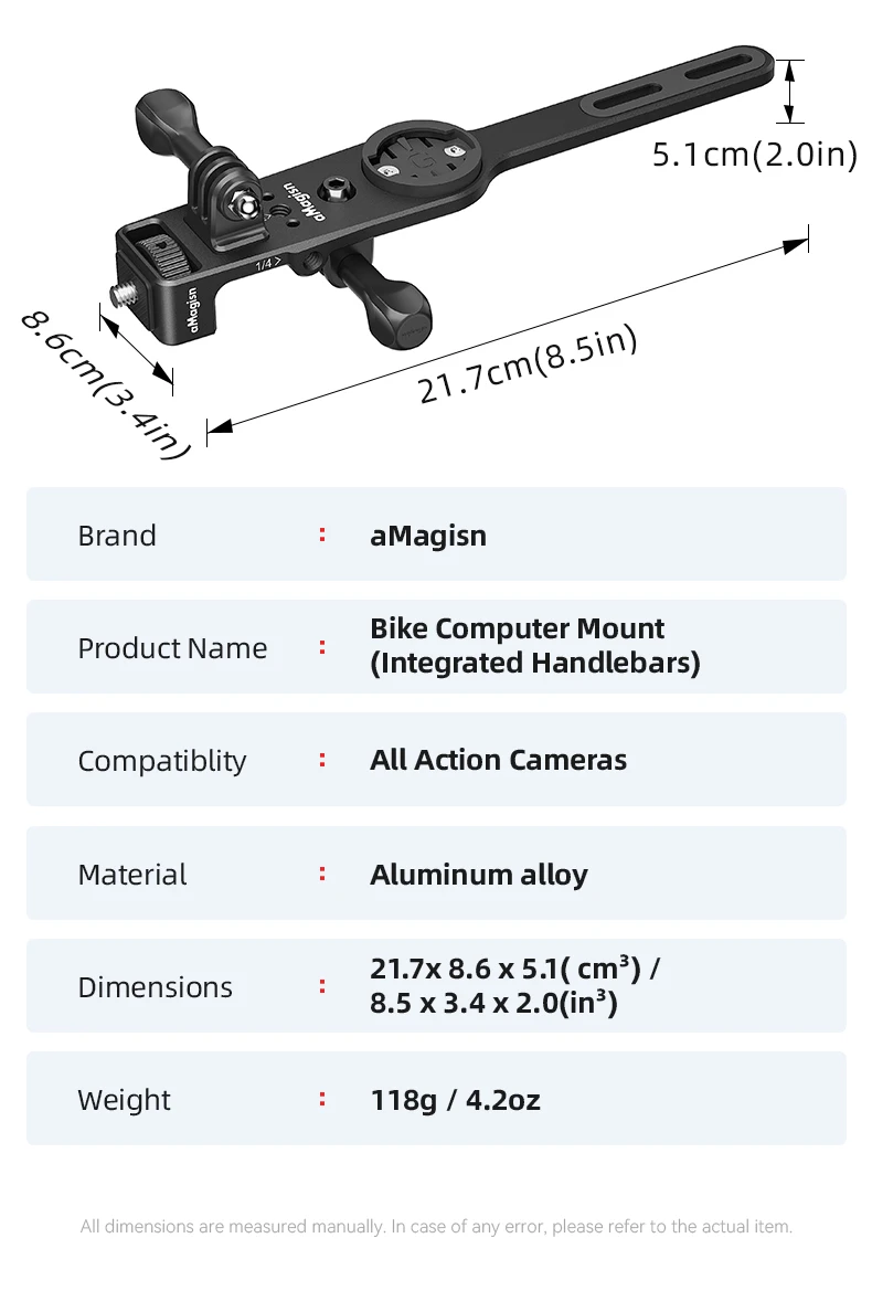 Aluminium-Fahrradcomputerhalterung für Lenker, kompatibel mit Garmin, Bryton, Wahoo, GoPro 13, 12, 11, 10, DJI Insta 360 X6, X5, X4 – Kamerazubehör. – Detail 23
