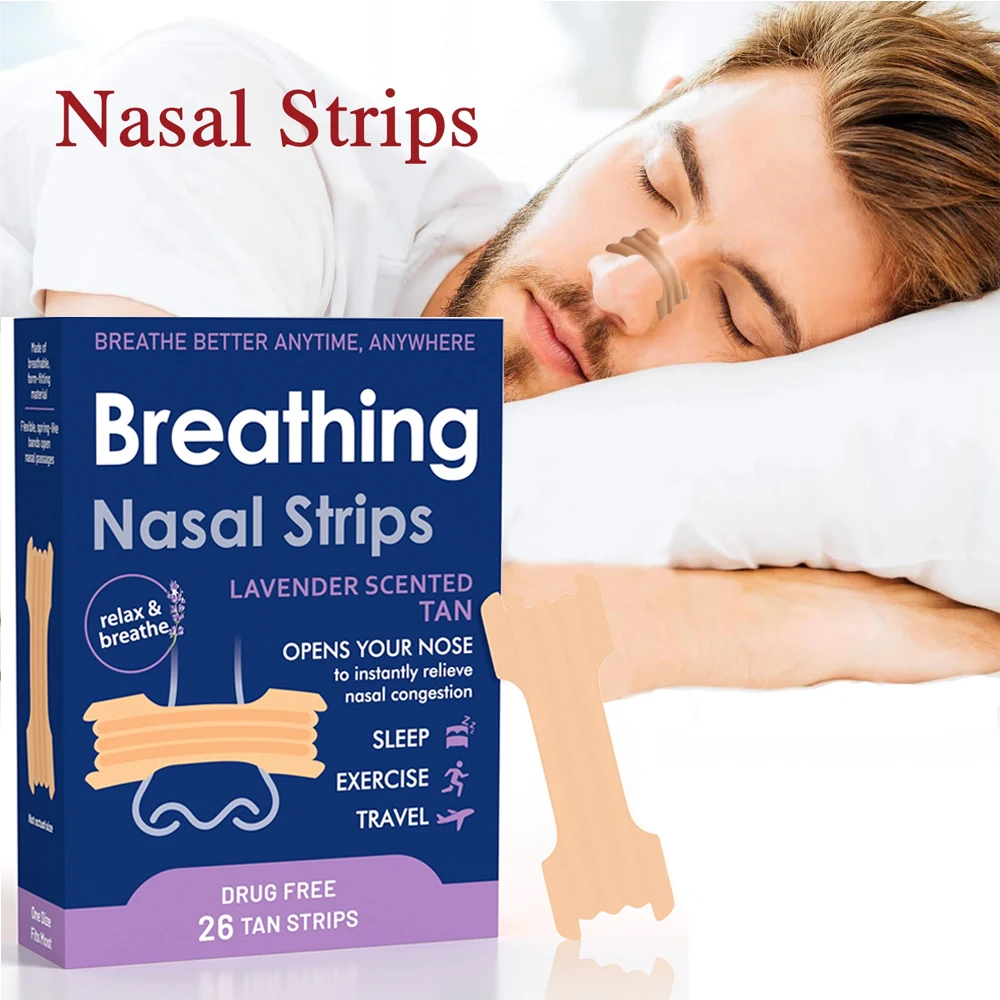 Breath Nasal Strips,Lavender Scent Sleeping Nose Strip,Exercise Air Intake and Improve Sleep Strong Anti Snoring Nasal Strips