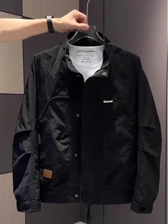 

Faionable Лоскутная повседневная куртка с воротником-стойкой, мужская осенняя новинка 202, модная ветрозащитная универсальная верхняя одежда Haome