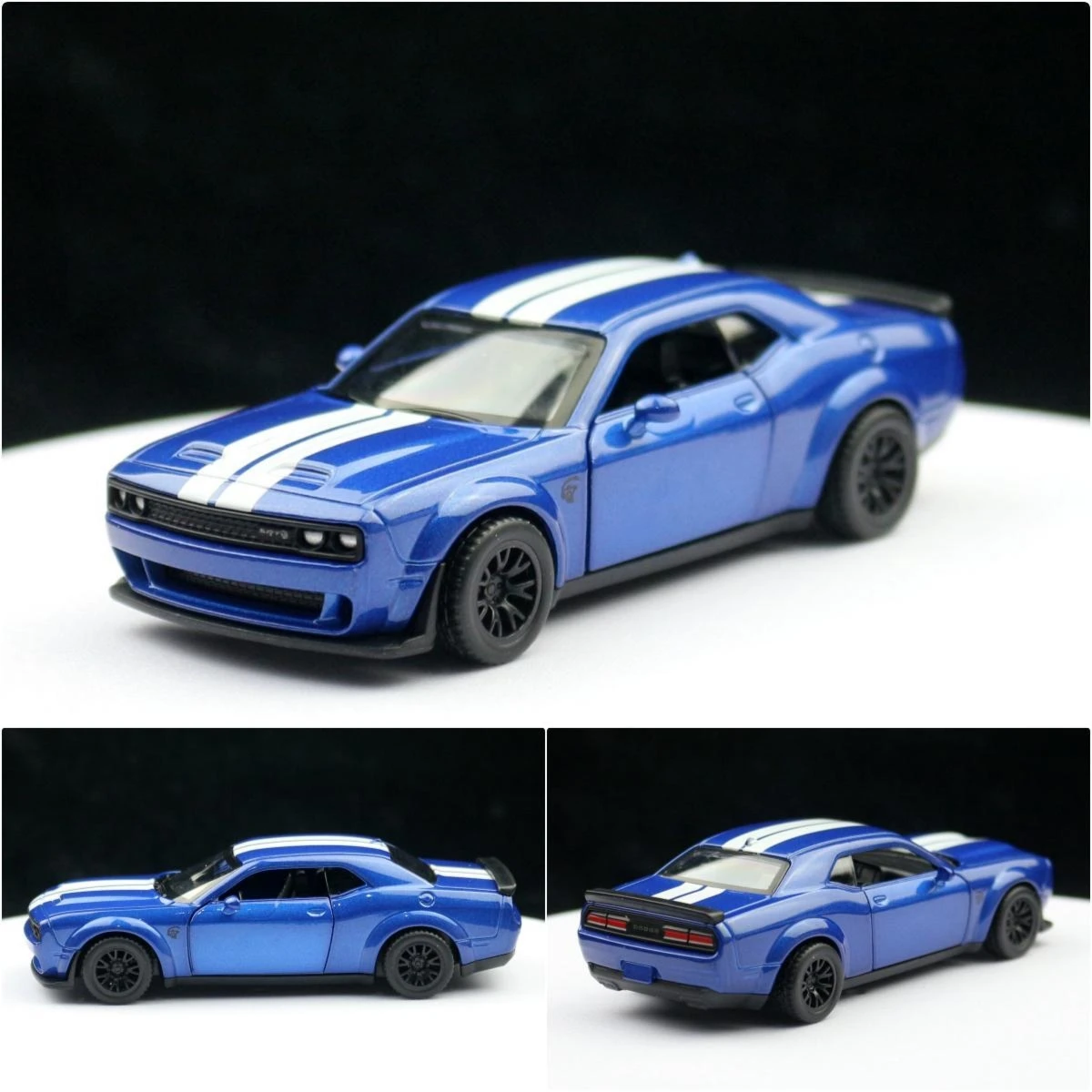 Voiture Dodge Challenger Hellcat 1:32 – Modèle En Alliage De Zinc, Portes Ouvrantes, Pneus Caoutchouc, Son Et Lumière, Fonction Recule, Cadeau Enfant 3 Ans
