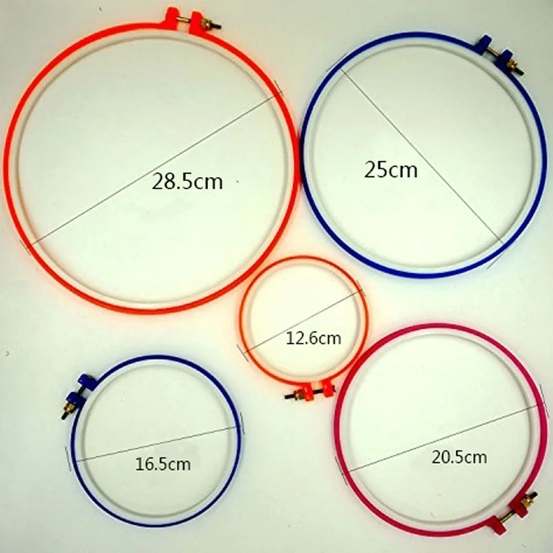 5 PCS/lot Plastic Embroidery and Cross Stitch Hoop Set Embroidery Hoop Ring Frame Adjustable Sewing Tools