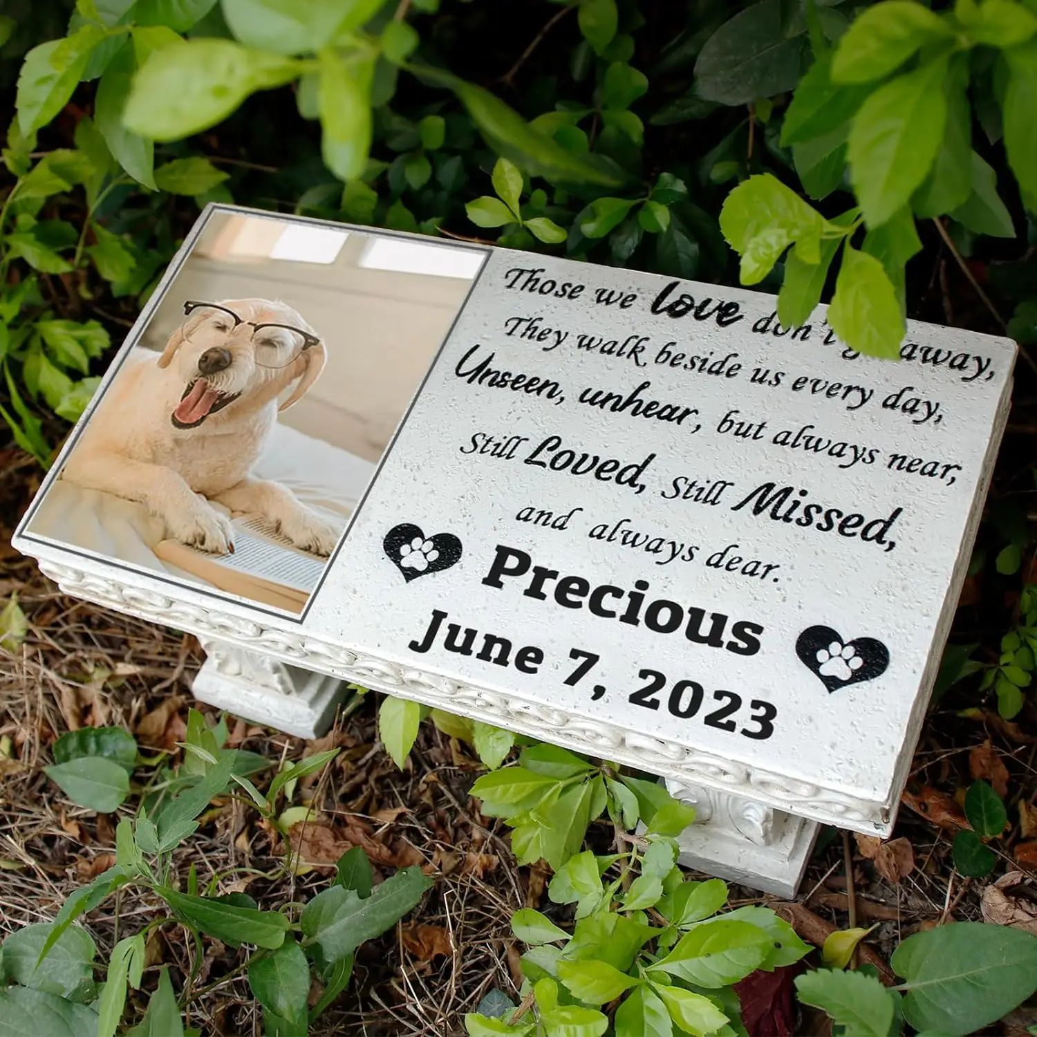 Gepersonaliseerde Bank Huisdier Gedenkteken Tuin Steen Plaquette Met Kleurrijke Foto, Hond Graf Marker Hond Grafsteen Kat Grafsteen A