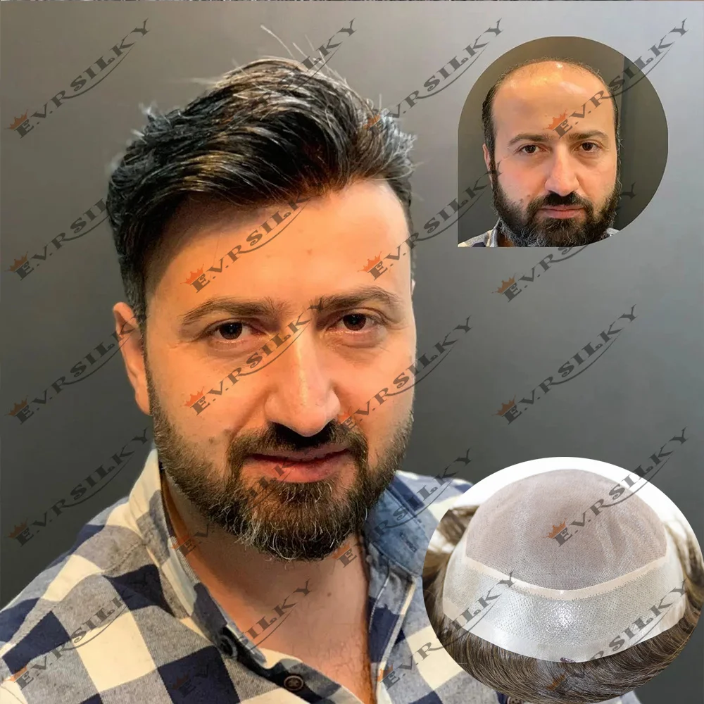 

Super Natural Hairline Fine Mono PU Base Durable Male Wigs Breathable Lace Men Toupee Brown Blonde Black 100% Human Hair for Men