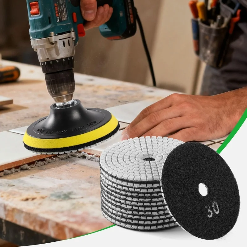 10 Stück 5-Zoll-6-Zoll-Nass-Diamant-Polierpads, flexible Schleifscheiben für Granit-, Marmor-, Stein- und Betonpolitur, Körnung 30-3000 – Detail 8