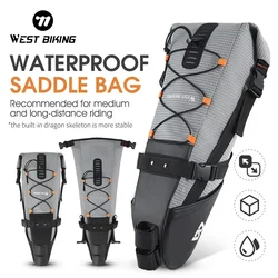 WEST BIKING Bicycle Saddle Bag 10L Large Capacity Reflective Waterproof Bike Tail Bag Seatpost Pannier MTB Road Bike Accessories