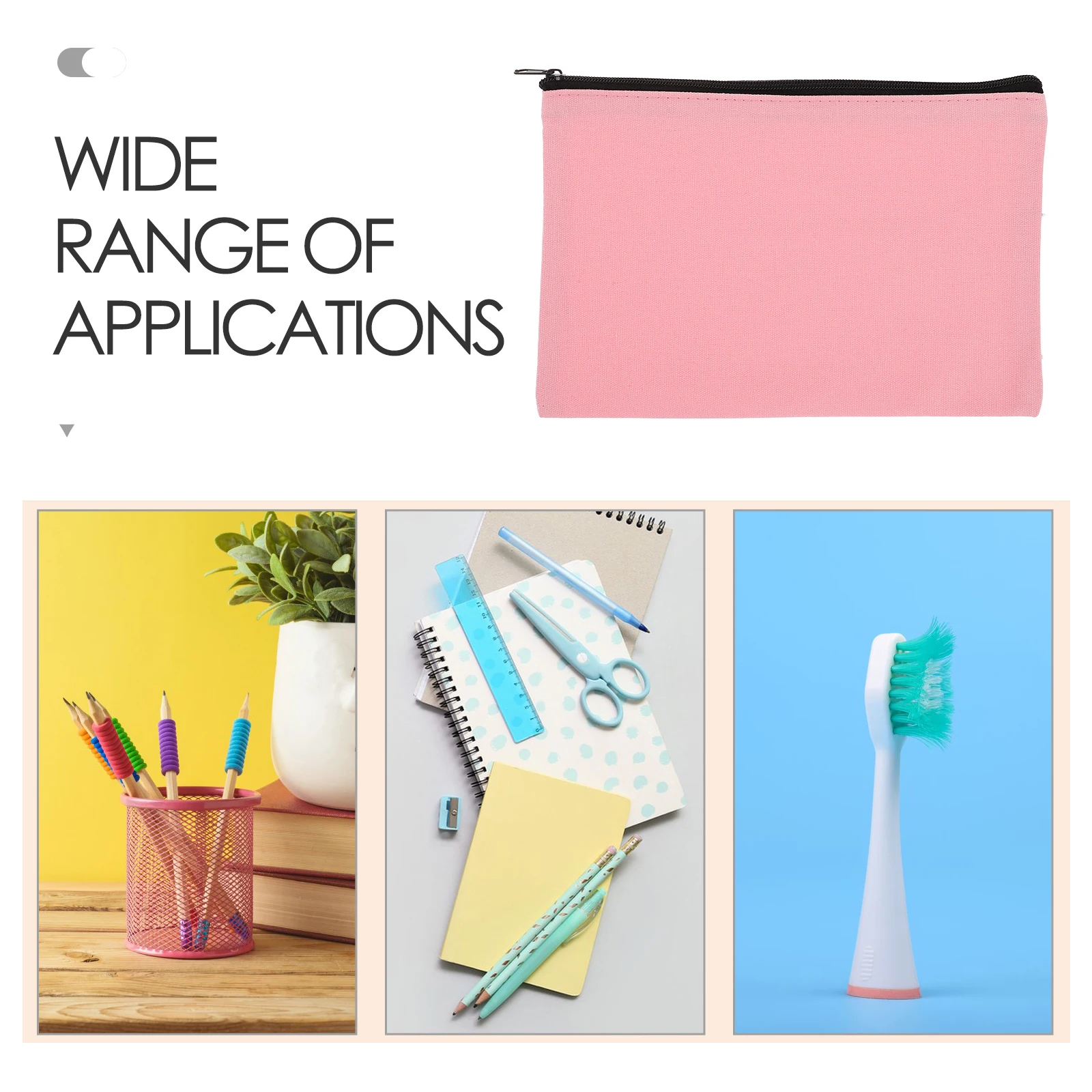 

6pcs Pink Pencil Case Tote Storage Bag Craft Organizer Canvas Zipper Pouch Travel Makeup Bag Jewelry Candy Mini Fabric