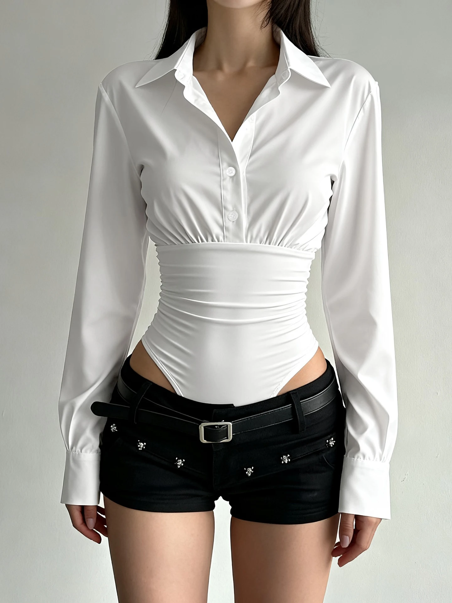 

Slim Fit Casual Long Sve Ne Piece irt Weekeep Street Sle Полиэфирная ткань со средней талией