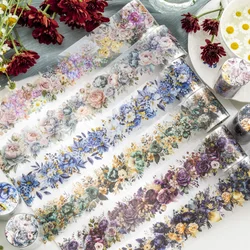 PET Tape flower Pattern Self-Adhesive Tape Sticker Decorative Masking Tape DIY Craft Decorative Tape For Scrapbooking Decoration