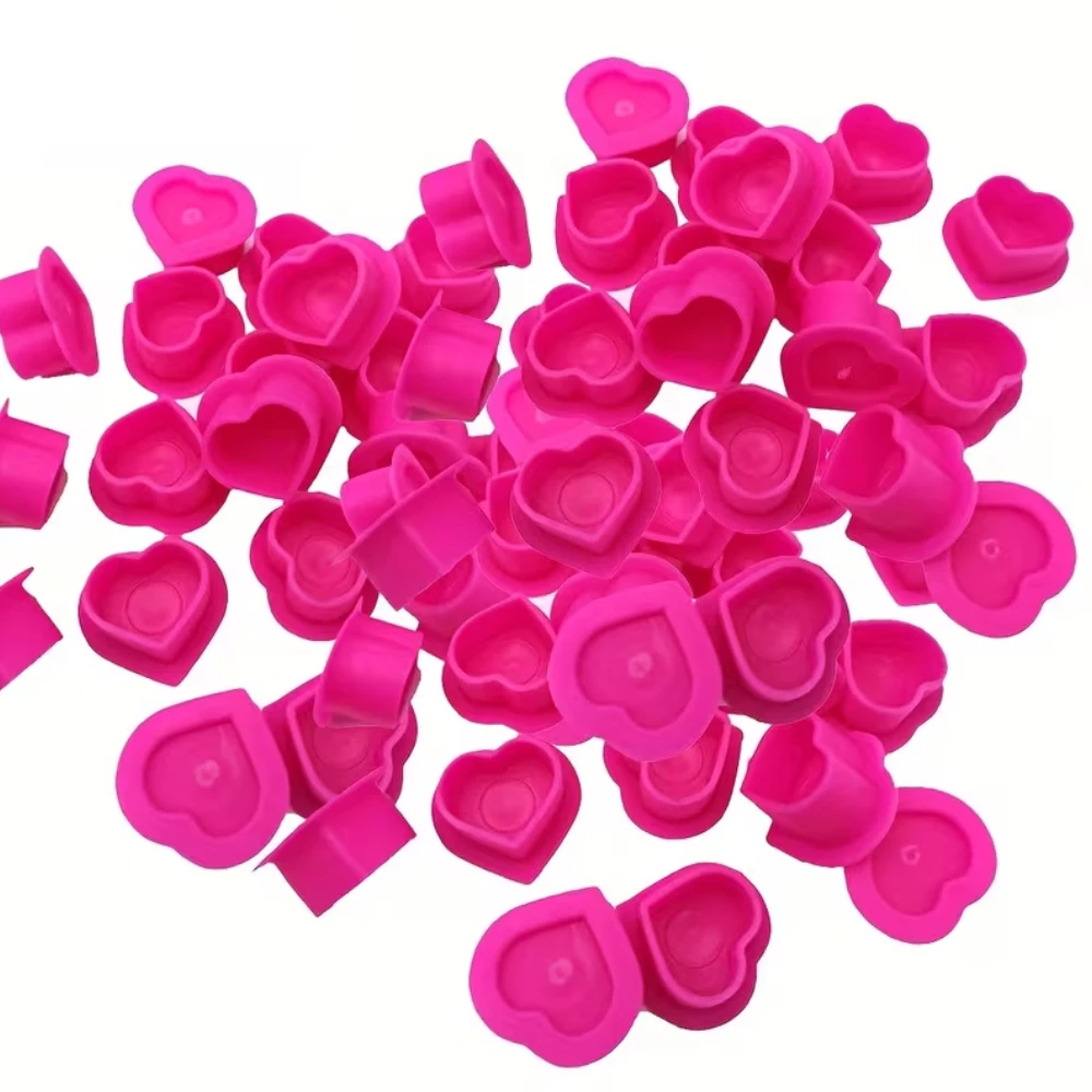 200 قطعة من أكواب حبر الوشم الملونة على شكل قلب - أكواب صبغات من السيليكون لعشاق الوشم ومحترفي التجميل #4