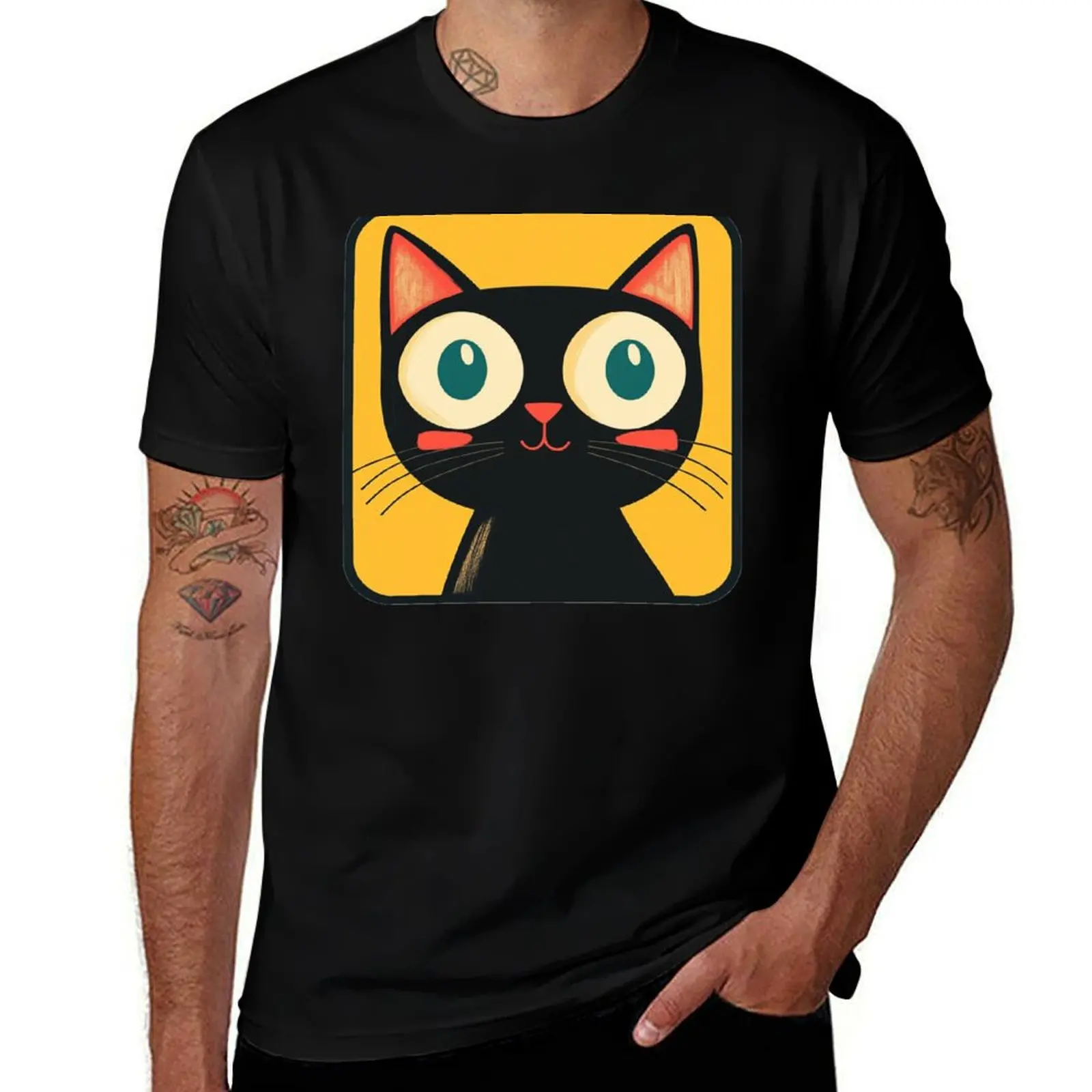 The Silly, Squinty-Eyed Cat with a Purr-fect Smile T-Shirt Regular Fit Plain Tee Shirt T-Shirt