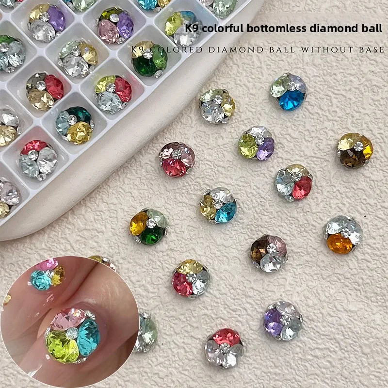 5pcs K9 Super Shiny Flatback Rhinestone Cluster Ball Finished Nail Charms for DIY Press On Nails Decor Accessories