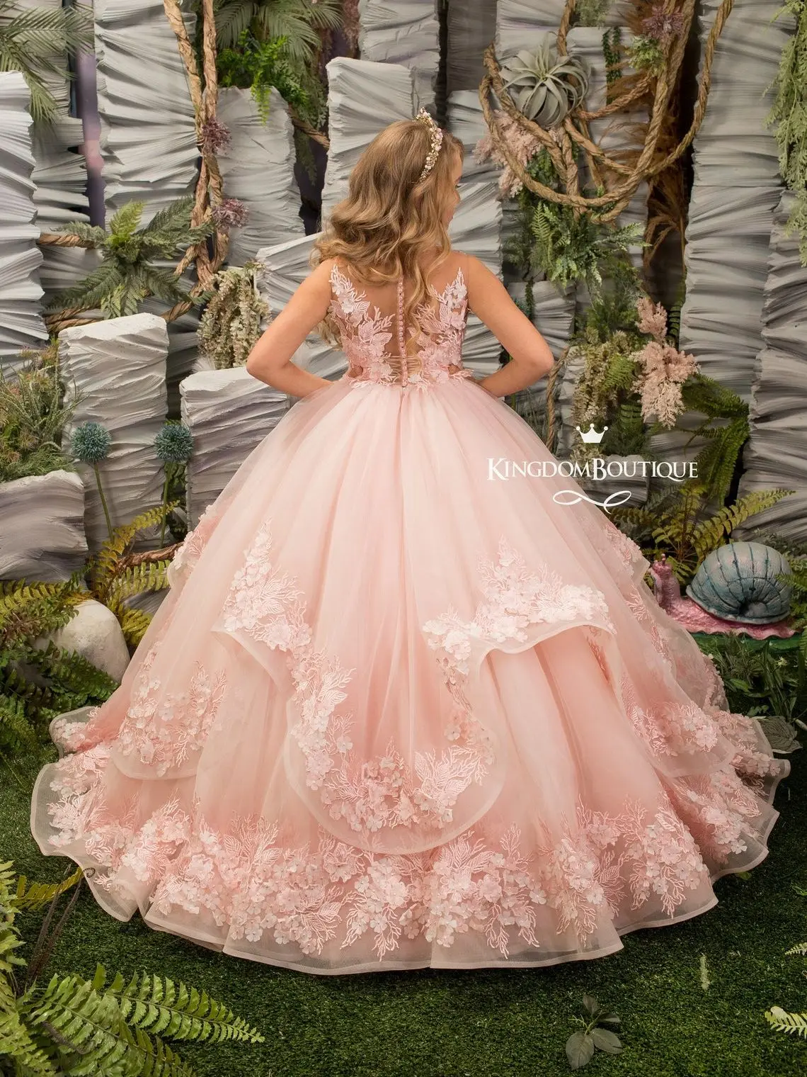 Robe de demoiselle d'honneur en tulle, magnifique robe de Rh, appliques à plusieurs niveaux, perles, princesse, anniversaire