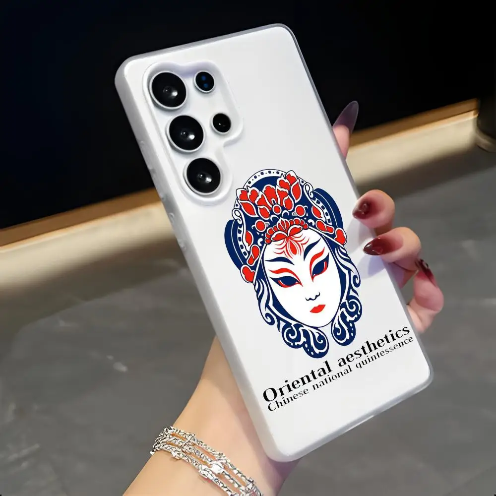 Oriental aesthetic facial makeup Phone Case For Samsung S26 S25 S24 S23 Ultra Clear Jelly Soft TPU Phone Case Transparent Cover
