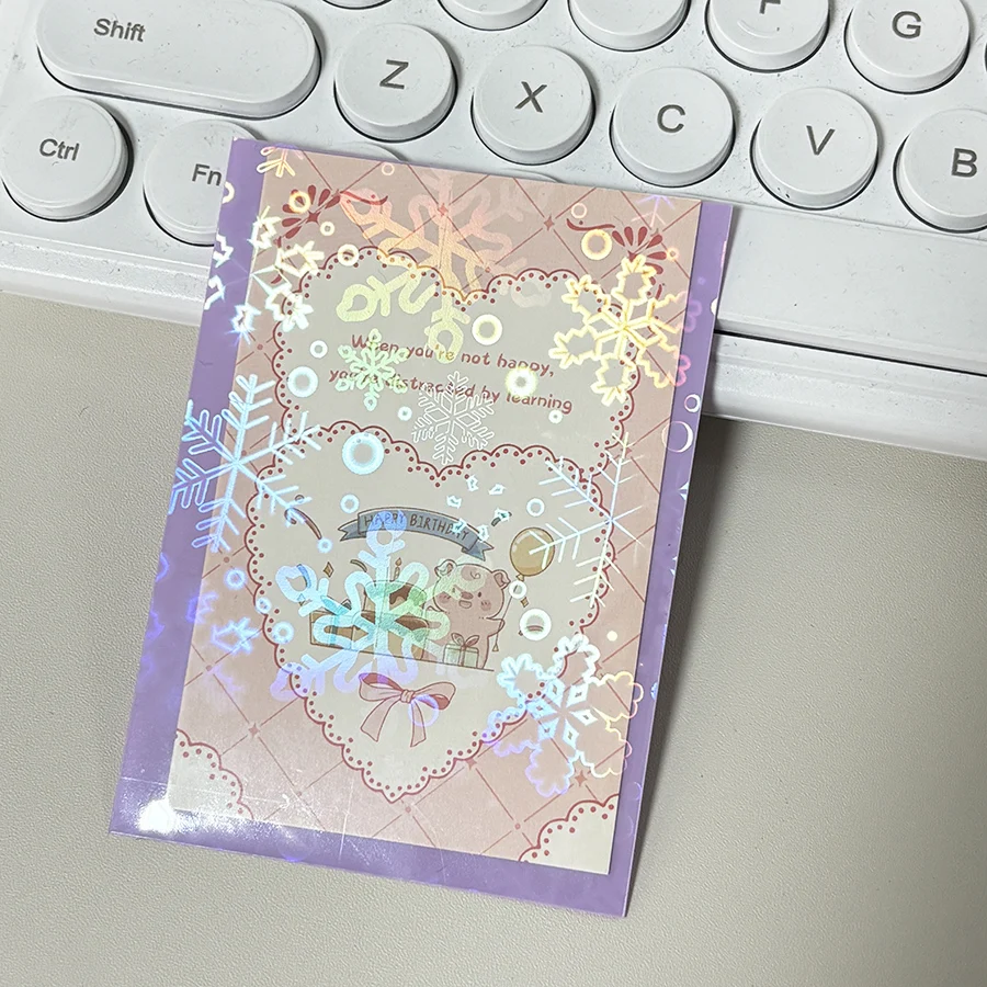 SKYSONIC 50pcs Kpop Card Sleeves 61x91mm Snowflake/Sakura Holder For Holo Postcards Top Load Film Photocard Game Cards Protector