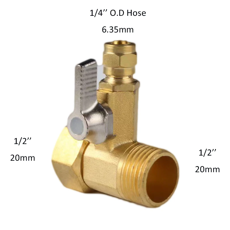 1/4\'\' 1/2\'\' Male 1/4 3/8 Tube Water Adapter RO Feed Ball Valve Faucet Water Filter Reverse Osmosis System for Water Purifier Tap