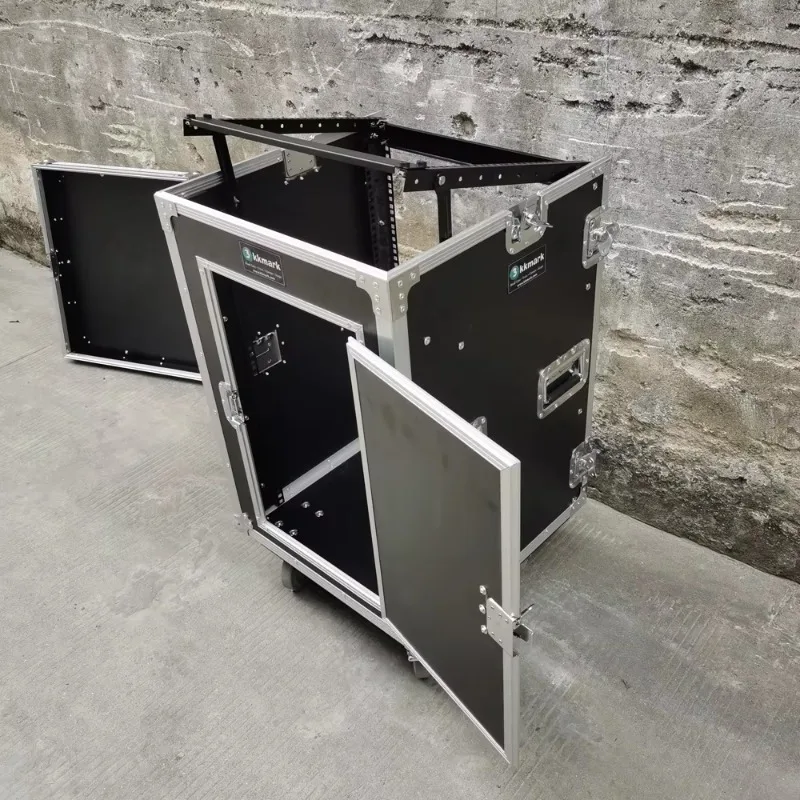 Kkmark ized 16U Space Amplifiers Audio Equipment ATA Shockmount DJ Rack Flight Case with 10U Slant Mixer Top - view 3