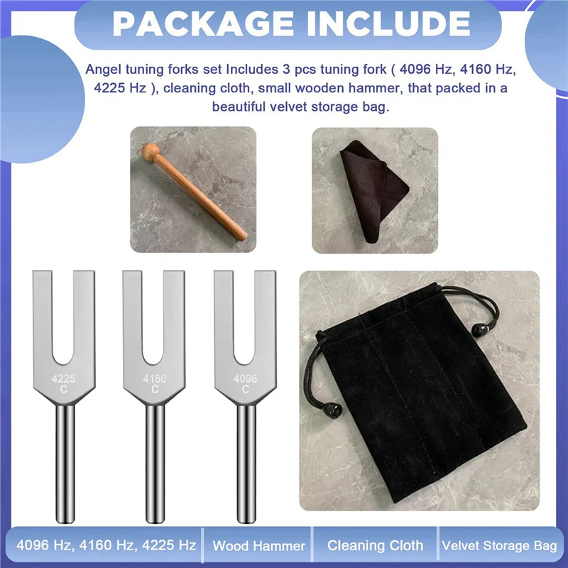 HOES-18X Tuning Forks Set 4096 Hz 4160 Hz 4225 Hz Tuning Forks Set Tuning Fork With Wooden Hammers And Cloth Bag Style 2