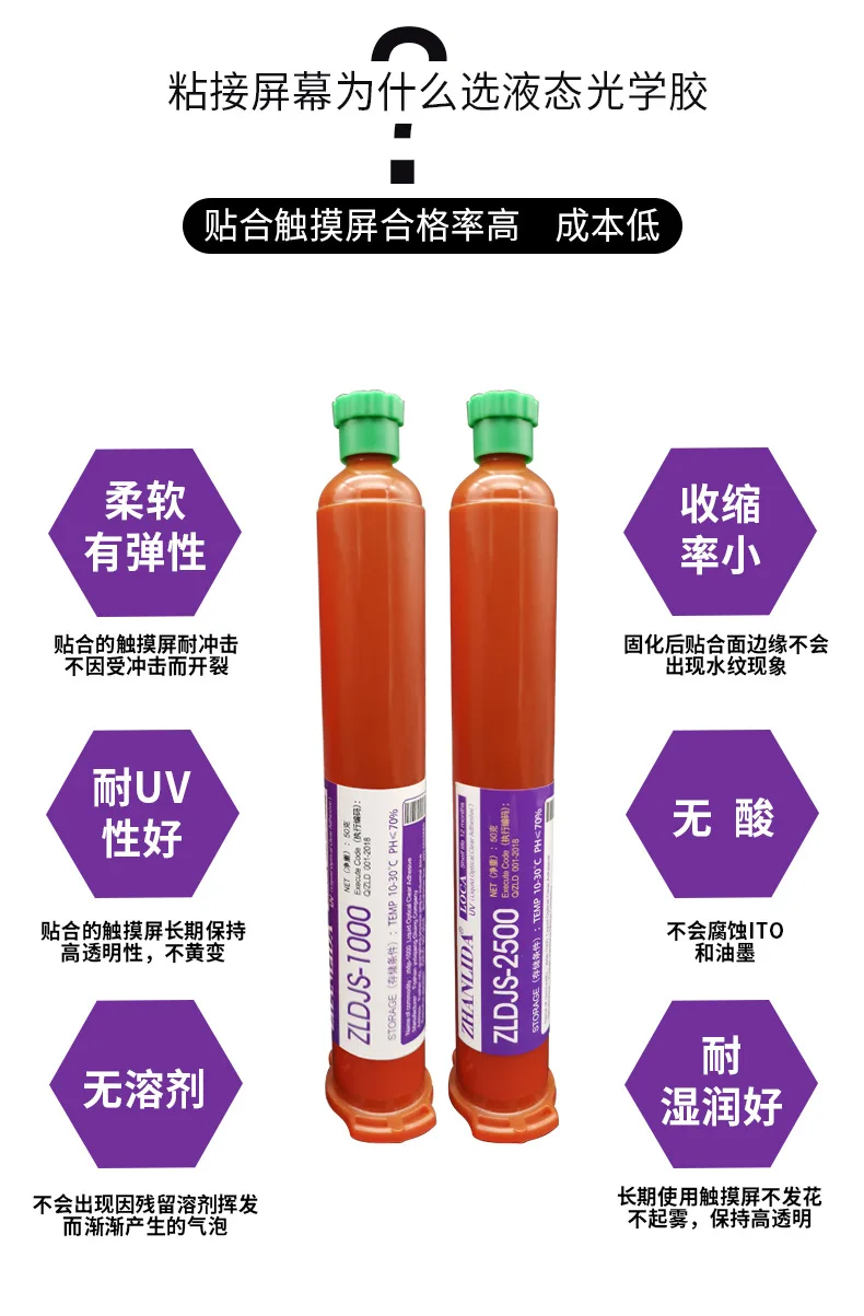 50G Liquid Optical High Strength Adhesive Mobile LCD Touch Screen Glue for Acrylic Glass Electronic Components PPMA ITO Membrane
