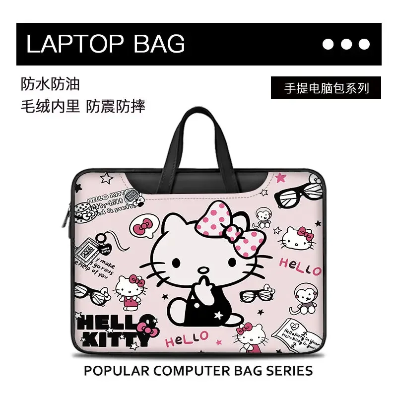 New Disney Cartoon Cute Stitch Hello Kitty Portable Large Capacity Computer Bag 14 15 16inch Waterproof Tablet Storage Bag Gift