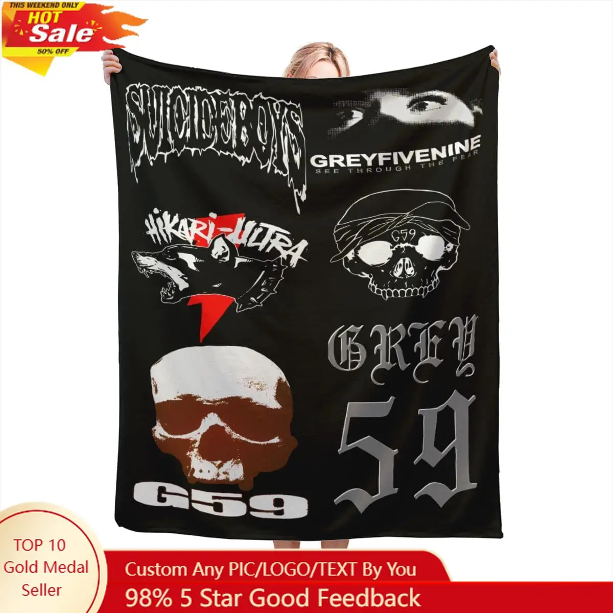 

59 FTP Lil pou Skull Band loog Flannel Air Conditioning Blanket Home Decor Fleece Blanket Custom blankets